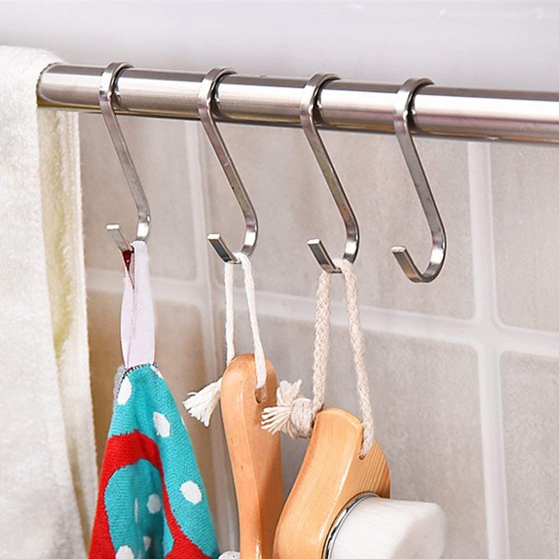 YourGift 20 Pack Flat S Hooks Stainless Steel 3 inches S Shaped Hanging Hooks for Kitchen, Bathroom, Bedroom and Office (Medium) - Image 5
